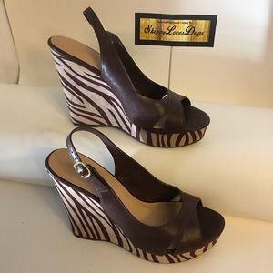 BRAND NEW - Nine West Brown Zebra Print Wedges!